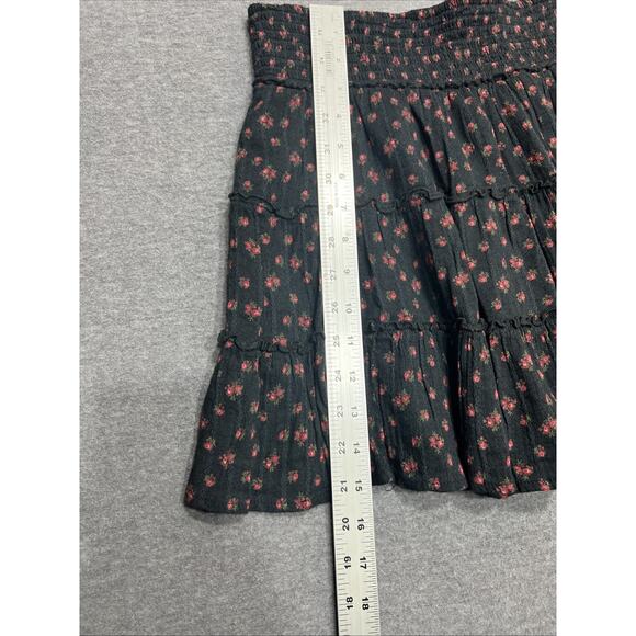 American Eagle Yellow/Black Eyelet Boho Floral Tiered Ruffle Skirts Women Sz SP - Picture 14 of 14